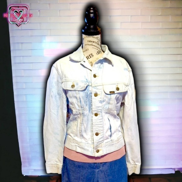 Vintage Totally 80s Lee Patd 153438 Acid Washed Denim Jean Jacket, medium - Picture 4 of 10
